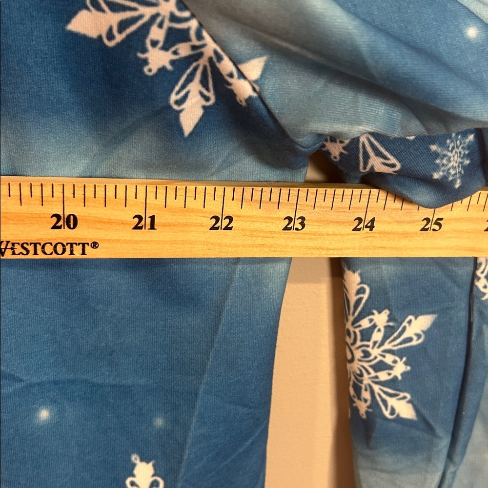 Snowman Christmas Holiday Long Sleeve Shirt Blue Snowflake Print 2XL Winter Top - Picture 5 of 8
